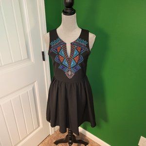 Everly Black Dress with Southwest Embroidery - Size M